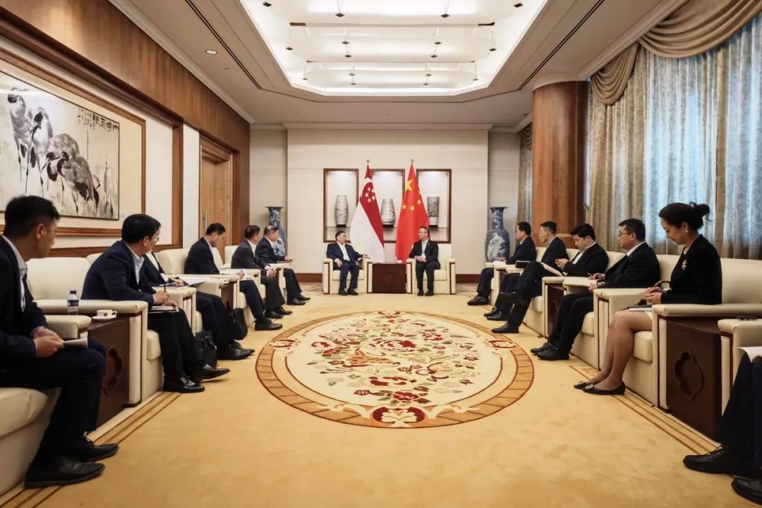 中國能建黨委書記、董事長宋海良與中國駐新加坡大使館臨時代辦朱憬會談